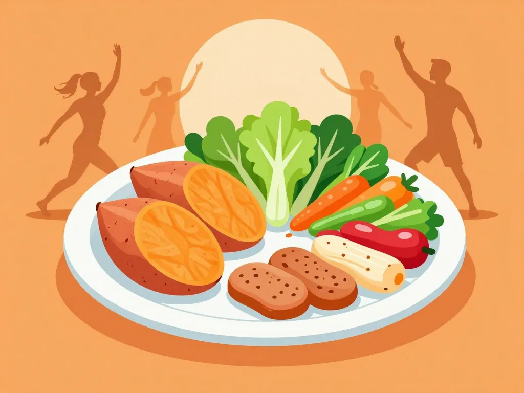 Calorie dans une patate douce, portion minceur dans une assiette