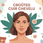 Croute sur le cuir chevelu, illustration artistique cuir chevelu sain