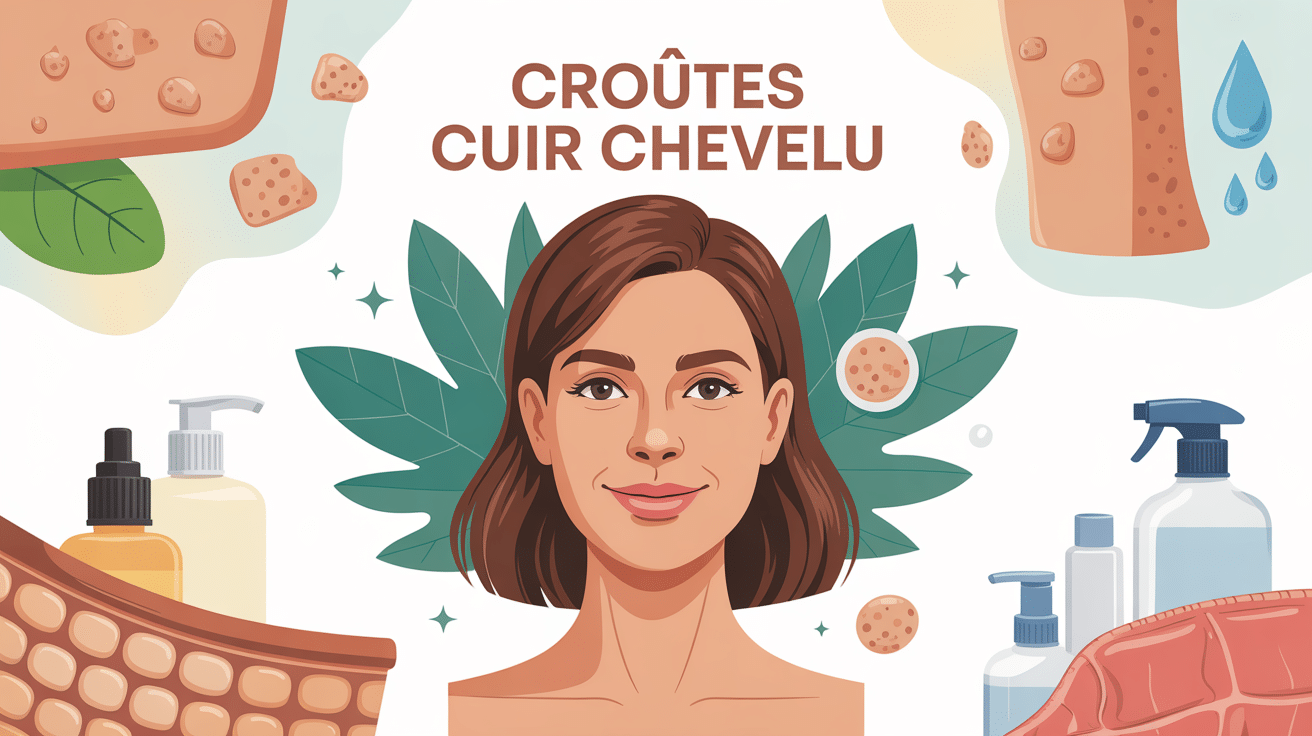 Croute sur le cuir chevelu, illustration artistique cuir chevelu sain