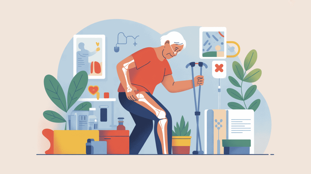 illustration senior espérance de vie après une fracture du col du fémur
