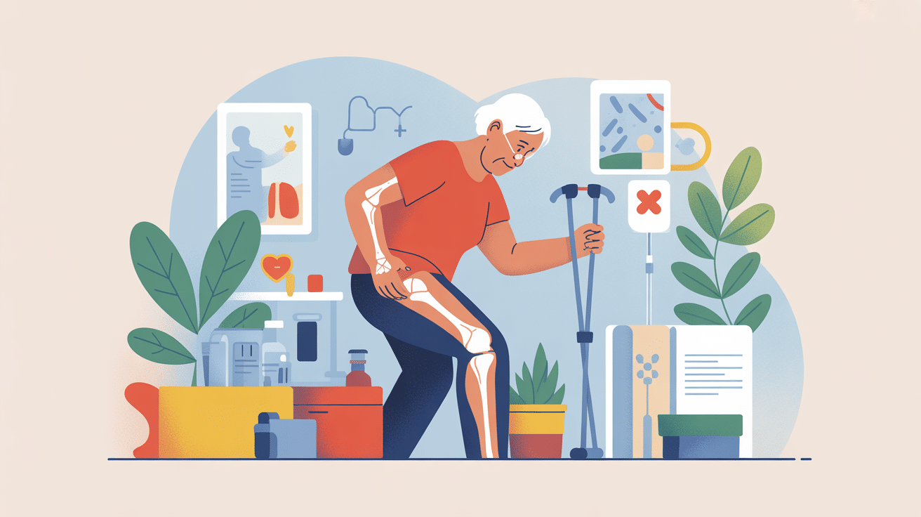 illustration senior espérance de vie après une fracture du col du fémur