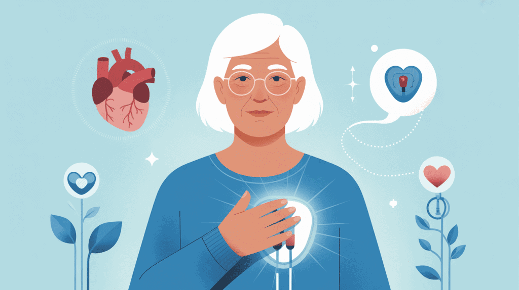illustration medicale pose d'un pacemaker 80 ans