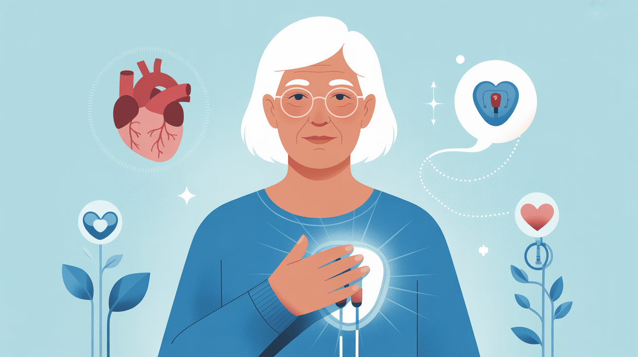 illustration medicale pose d'un pacemaker 80 ans