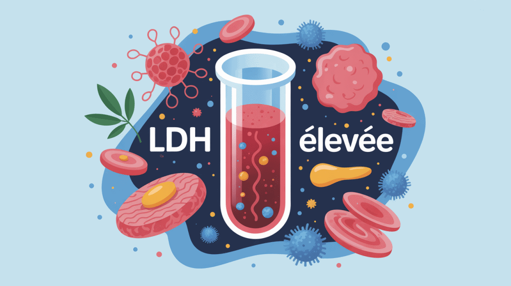 Illustration tube de sang LDH élevée, métabolisme et cancer