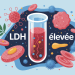 Illustration tube de sang LDH élevée, métabolisme et cancer