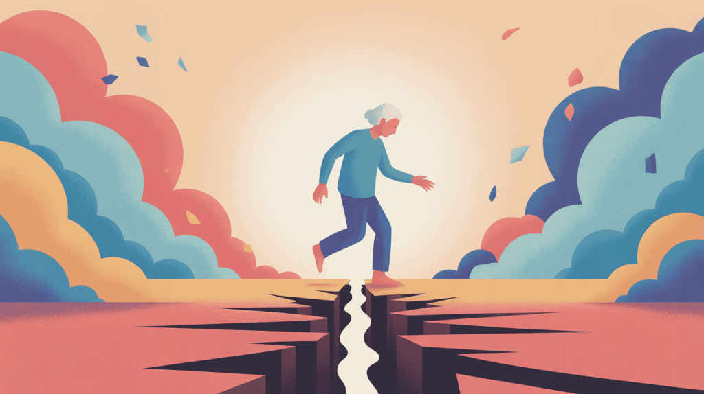 Syndrome de glissement illustration symbolique personne âgée