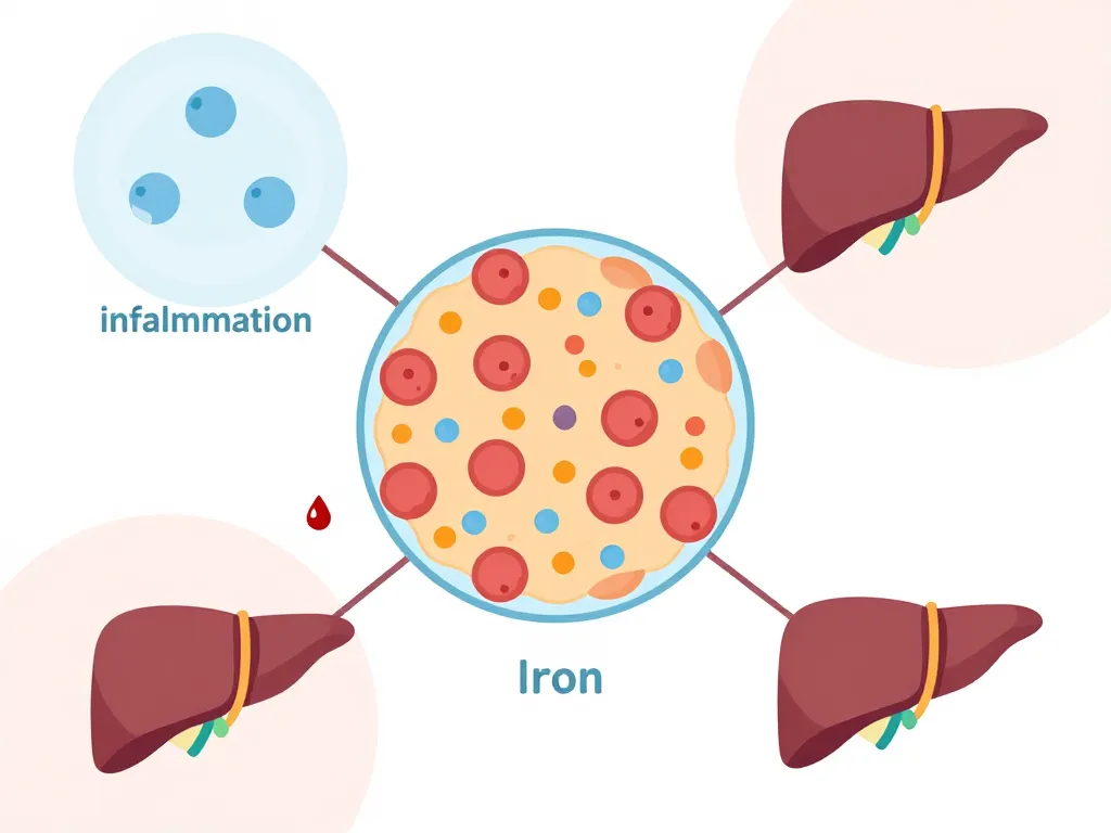 Trop de ferritine symptôme, schéma explicatif du taux élevé