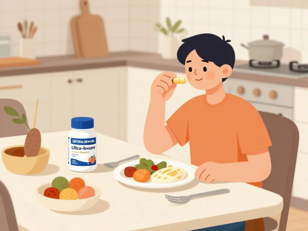 Ultra-levure avant ou après repas, prise au cours du repas