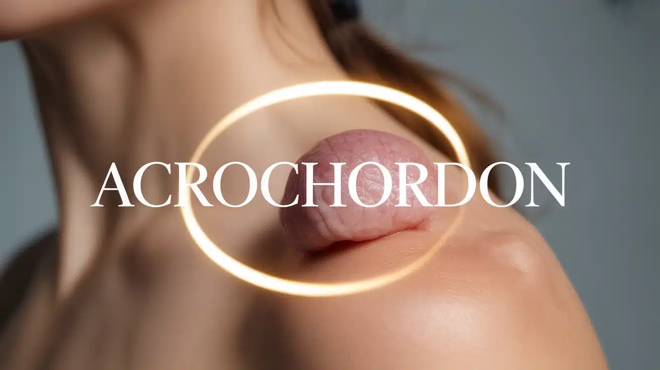 acrochordon visible sur peau claire en gros plan