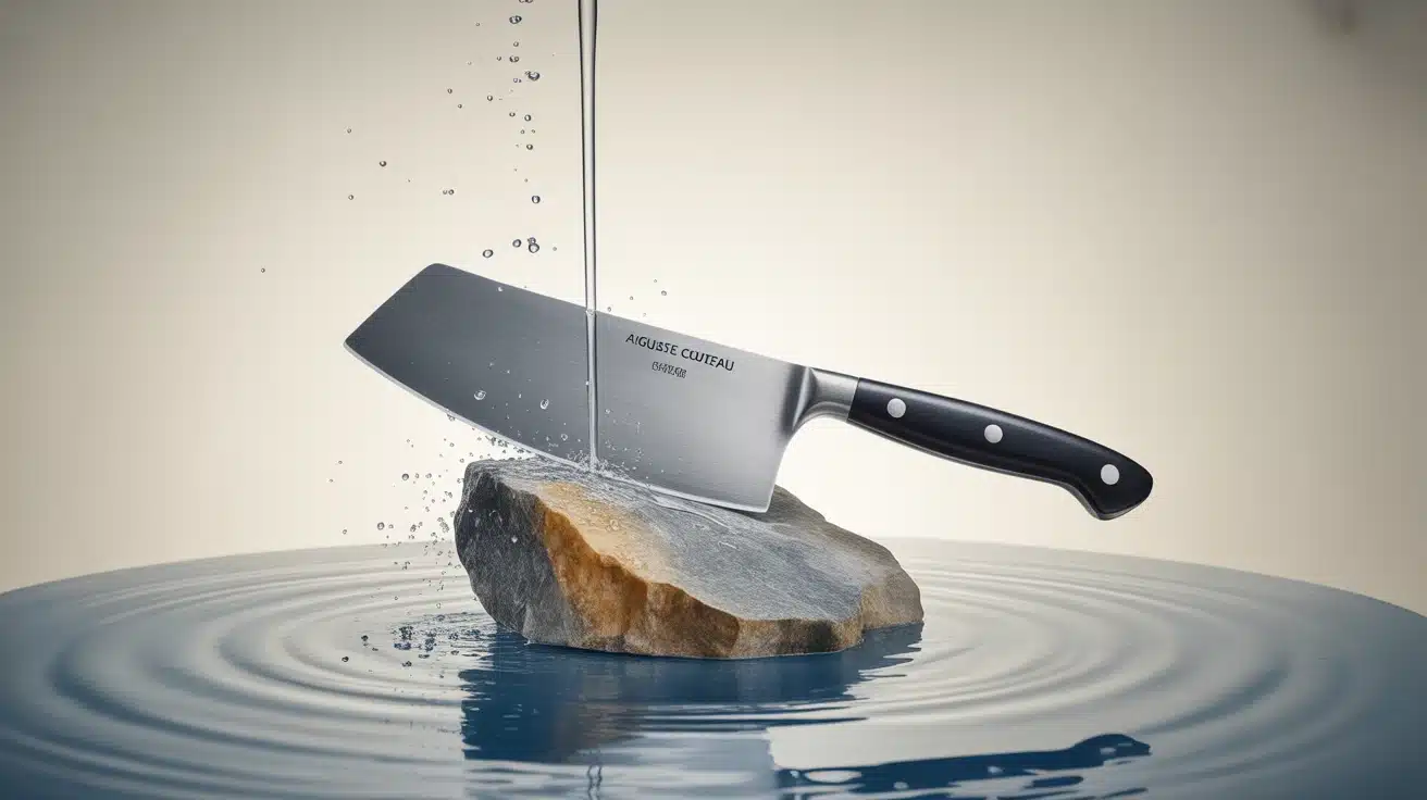 aiguisage couteau sur pierre à aiguiser