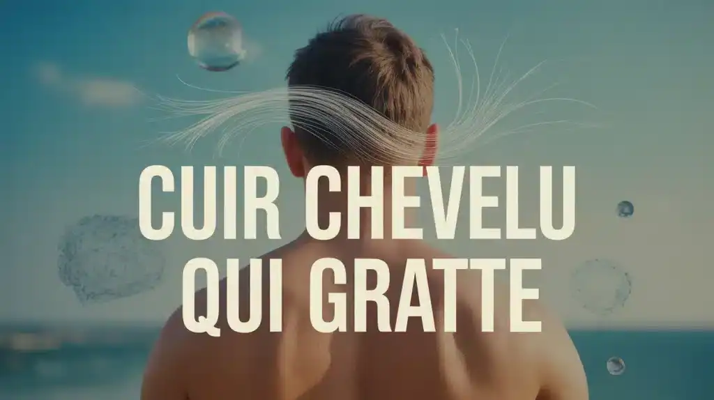 Illustration vectorielle cuir chevelu qui gratte avec picotements et particules