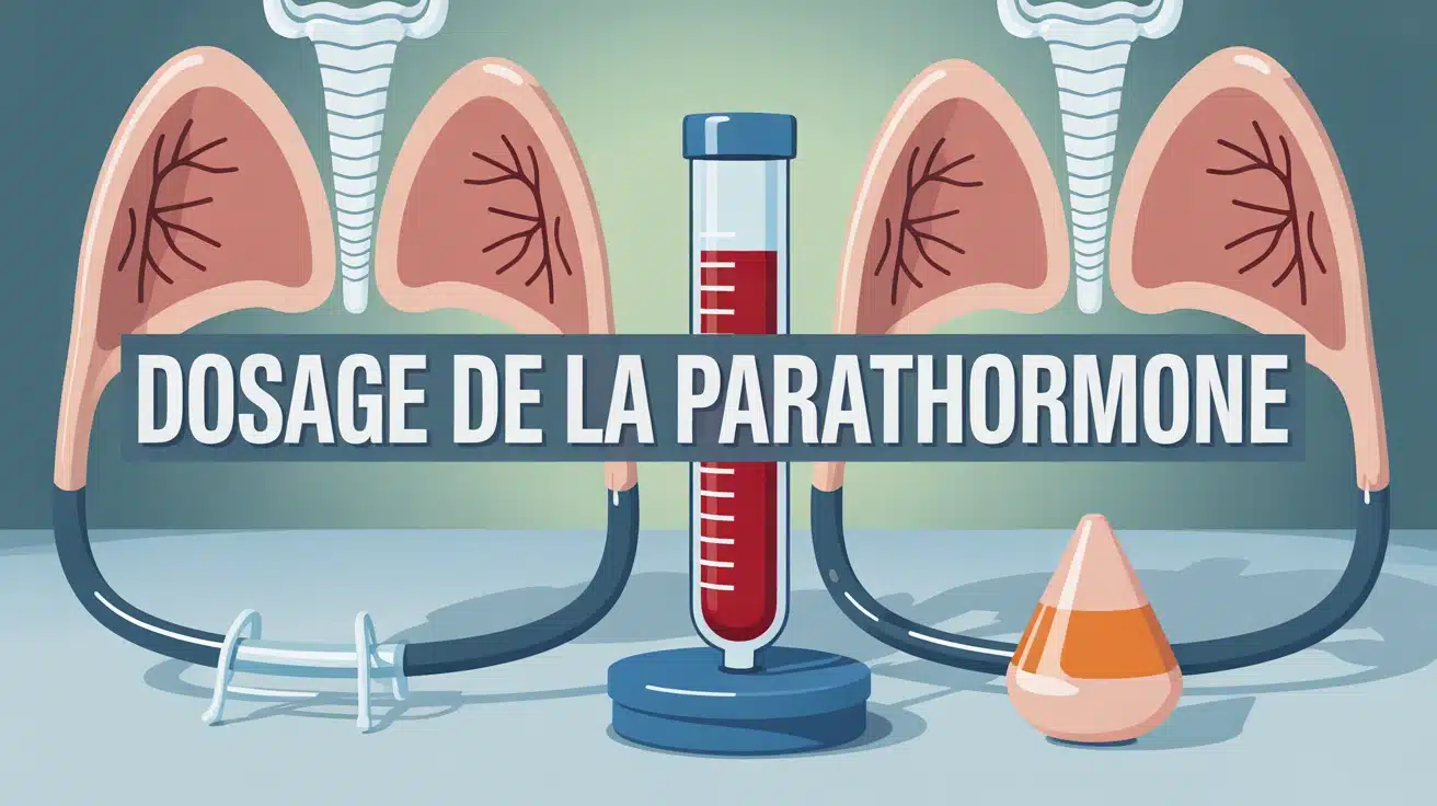 illustration dosage de la parathormone avec glandes parathyroïdes et tube sanguin