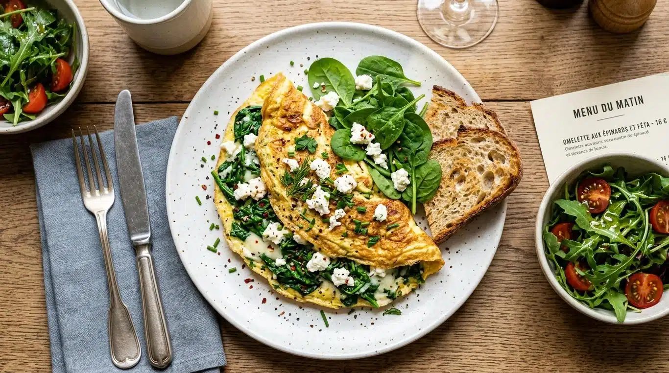 Omelette Vitalité aux épinards et à la feta