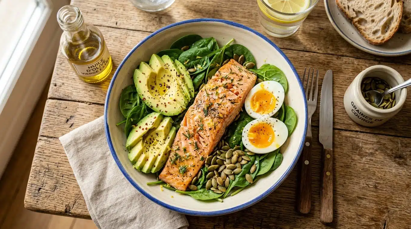 Salade de saumon et avocat pour une absorption optimale de la vitamine D