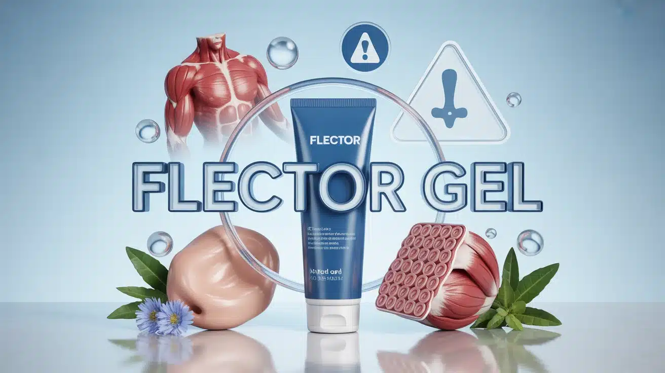 Tube de Flector gel avec symboles de santé et peau