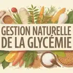 illustration gestion naturelle de la glycémie avec épices et assiette équilibrée
