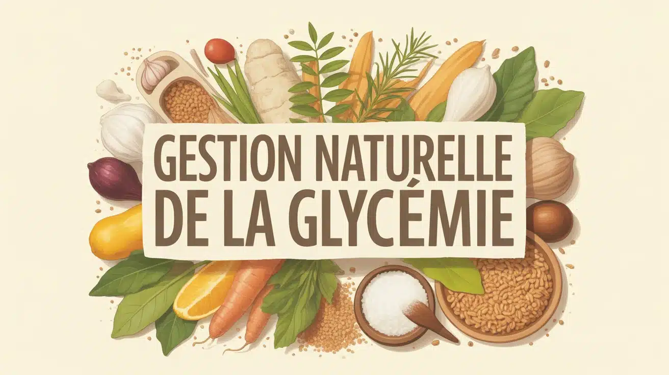 illustration gestion naturelle de la glycémie avec épices et assiette équilibrée