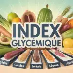 Illustration de l index glycémique avec aliments et variations de glycémie