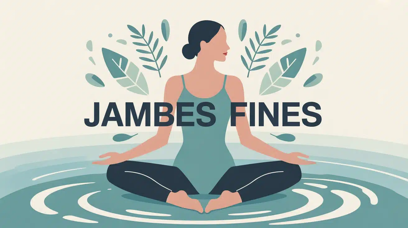 silhouette feminine jambes fines avec feuilles vertes