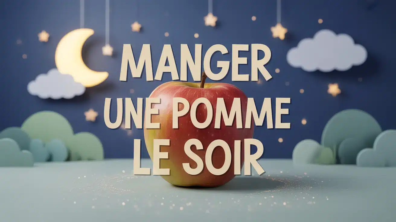 Illustration pomme soir lune étoiles calme