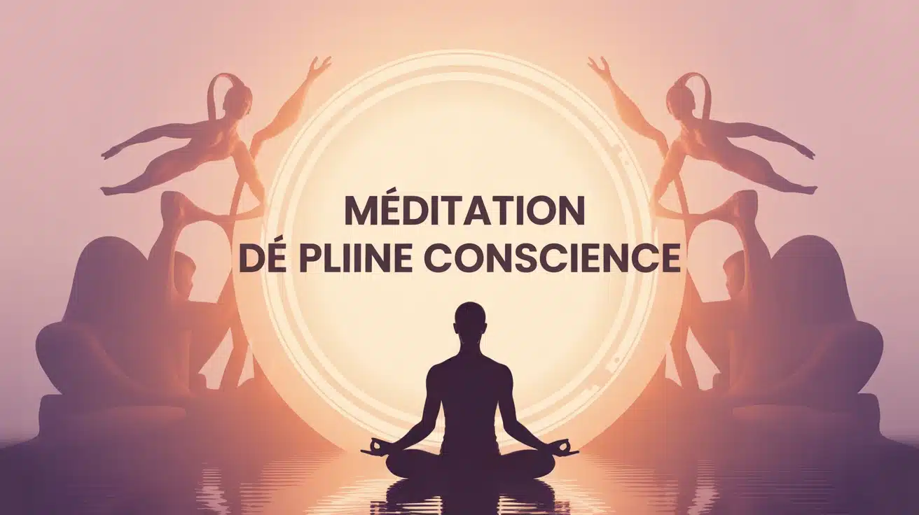 Silhouette méditative cercle lumineux pleine conscience