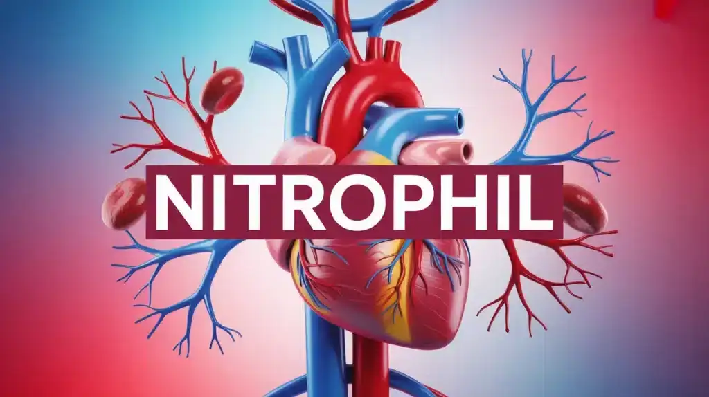 Illustration Nitrophil santé cardiovasculaire avec cœur et vaisseaux sanguins