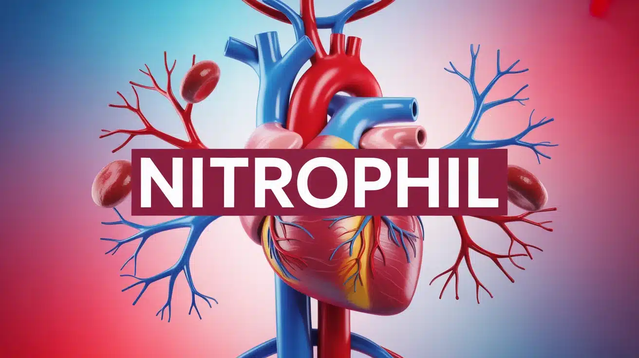 Illustration Nitrophil santé cardiovasculaire avec cœur et vaisseaux sanguins