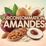 illustration surconsommation d amandes avec amandes entières cassées et feuilles