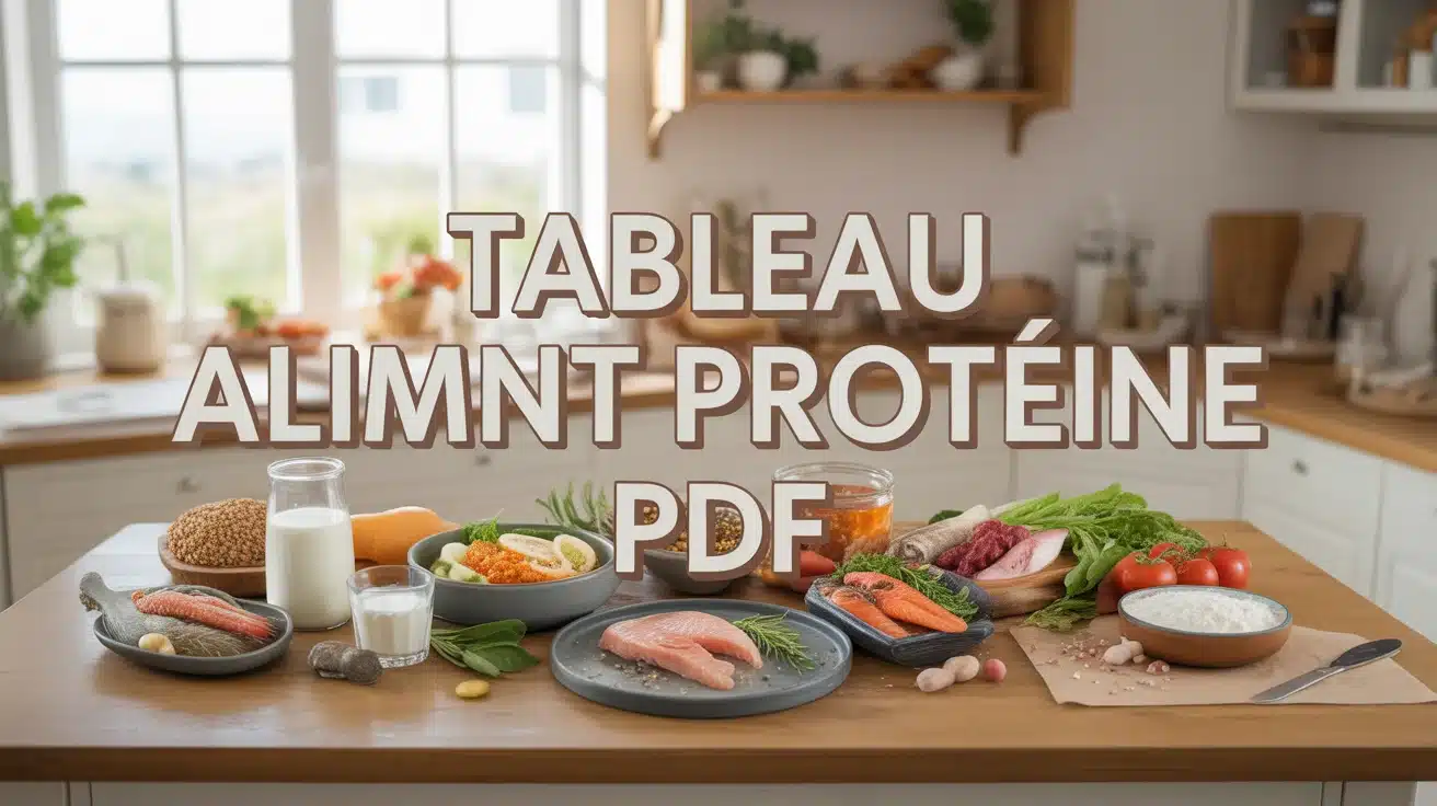 illustration tableau aliment protéine PDF avec aliments riches en protéines