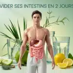 corps stylisé avec systeme digestif et elements naturels pour vider ses intestins en 2 jours