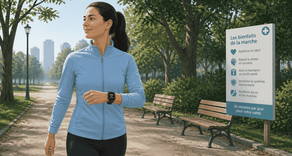 6000 pas par jour femme marche parc