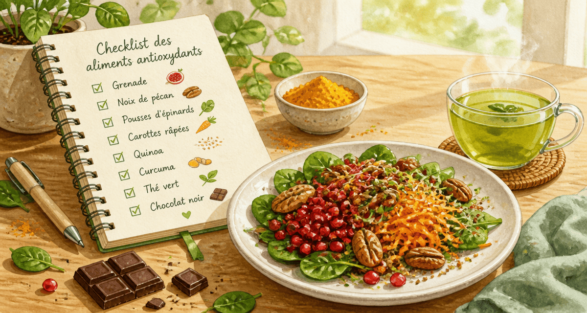 aliments riches en antioxydants sur une assiette