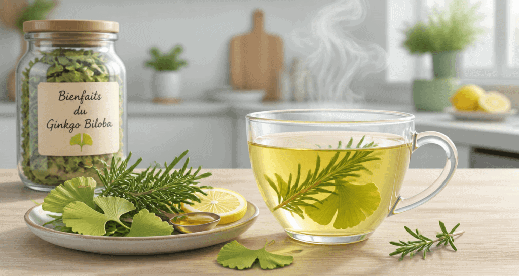 Bienfaits du ginkgo biloba en infusion avec romarin et citron