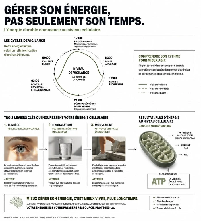 Infographie sur comment avoir de l'énergie rapidement et booster sa vitalité au quotidien