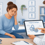 femme fatiguée médecin schéma fatigue vertige