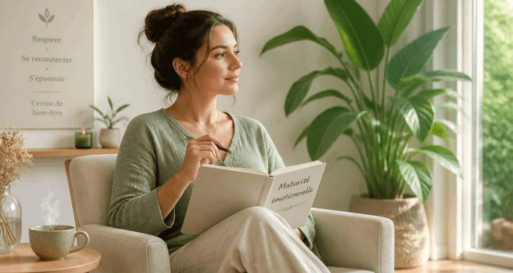 Femme carnet maturité émotionnelle bien-être