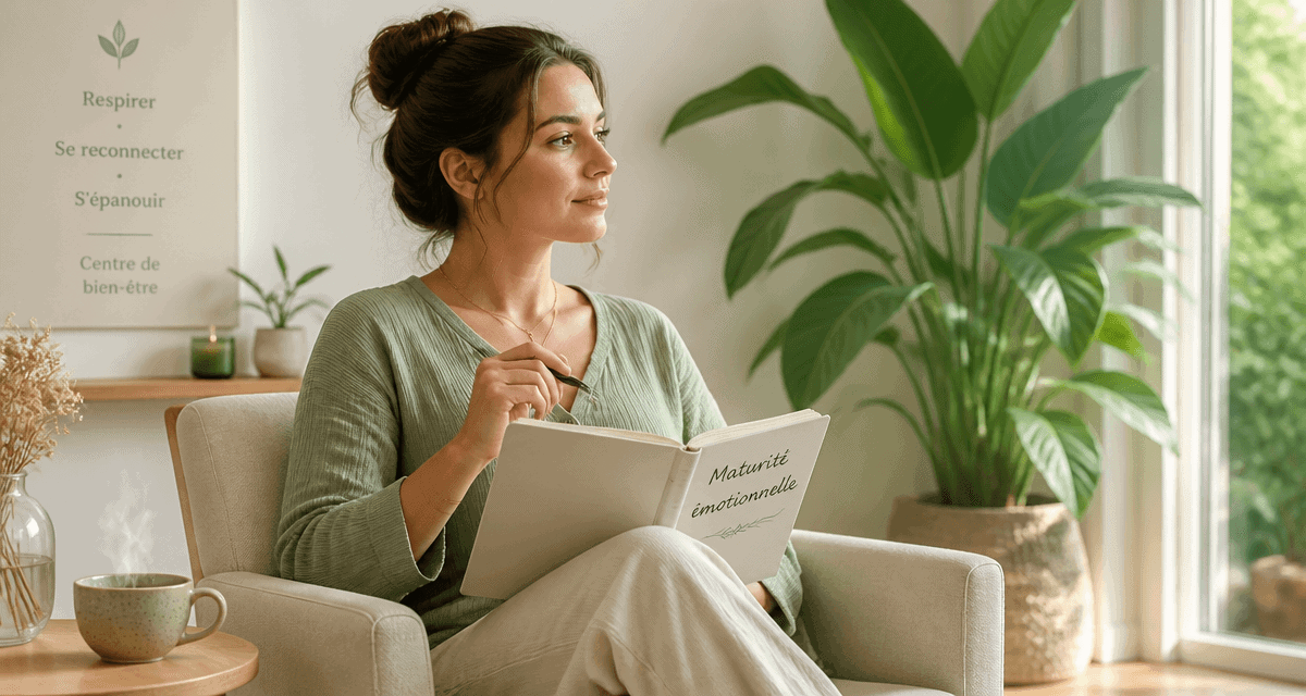 Femme carnet maturité émotionnelle bien-être