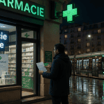 pharmacie de garde du 13eme vitrine éclairée nuit