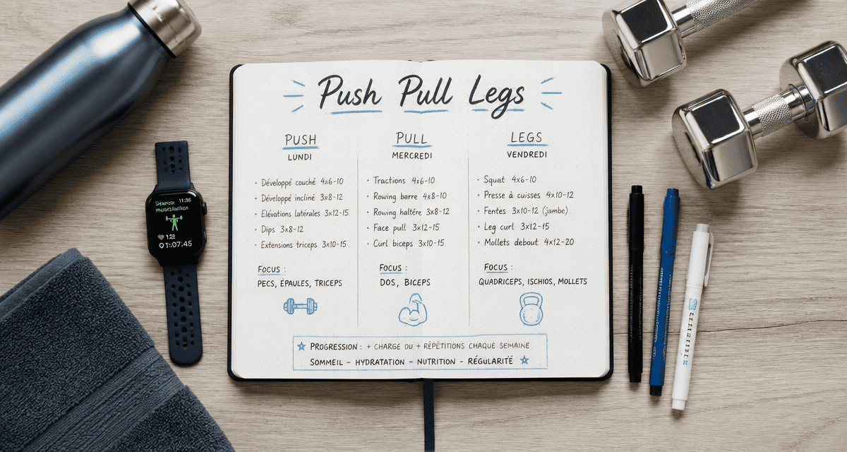planning push pull legs sur bureau