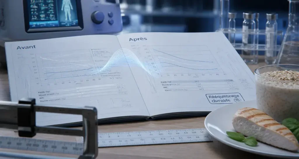 Avant et apres un regime : dossier Avant/Après, balance et graphique de transformation