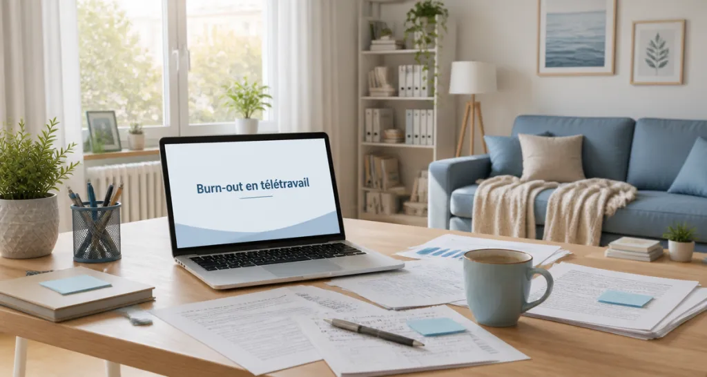 burn out teletravail salon bureau illustration