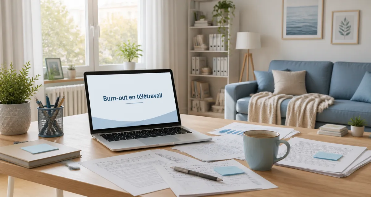 burn out teletravail salon bureau illustration