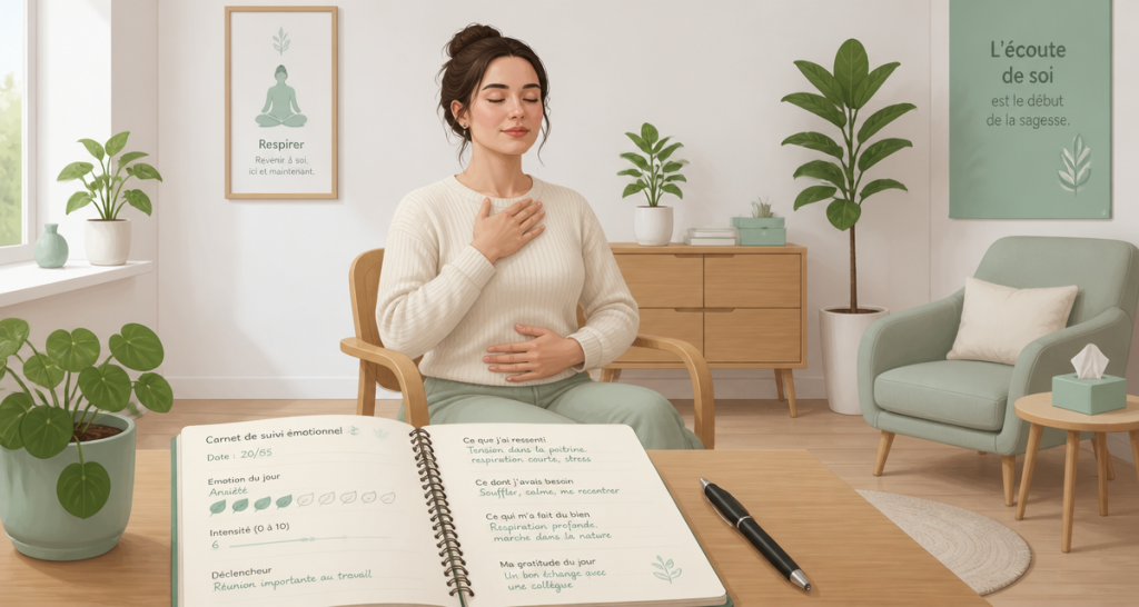 gérer sa colère femme respiration carnet