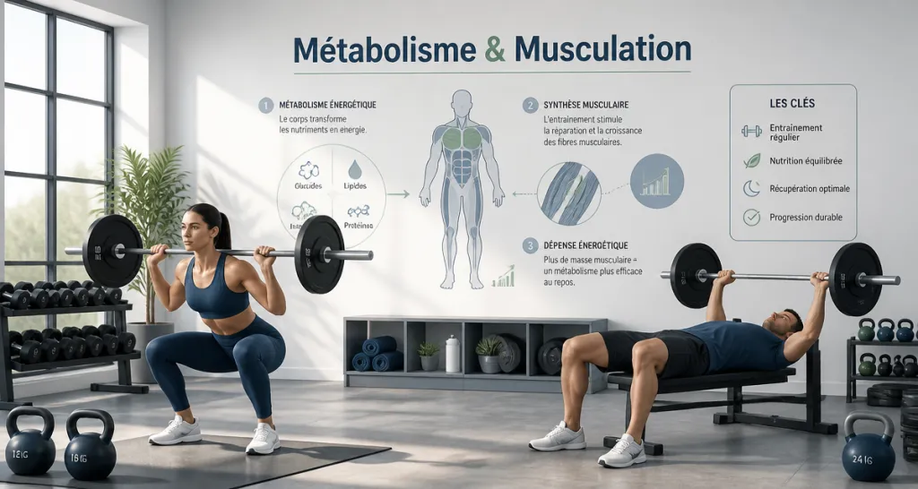 métabolisme et musculation homme femme salle de sport