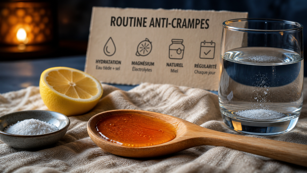 Le miel contre les crampes : cuillère de miel et eau tiède