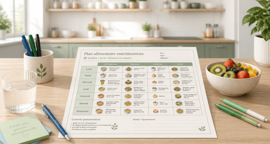 plan alimentaire nutritionniste pdf sur table