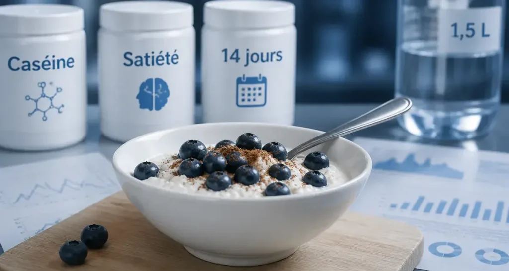 Régime au fromage blanc 14 jours : bol de fromage blanc 0% et myrtilles pour affiner sans perdre de muscle