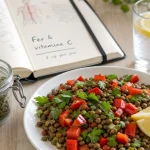 Aliment pour manque de fer : salade de lentilles et vitamine C au citron