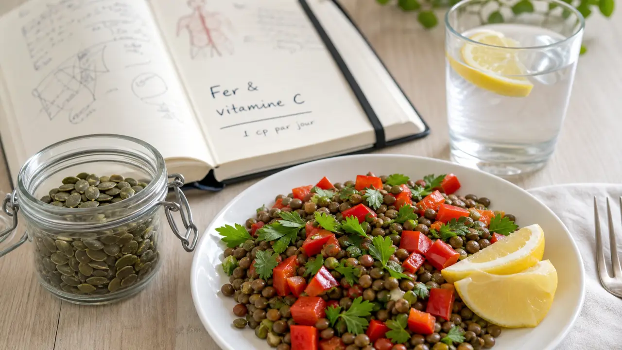 Aliment pour manque de fer : salade de lentilles et vitamine C au citron