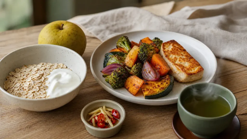Aliments brûle graisse : thé vert, avoine et yaourt, légumes et poisson/tofu